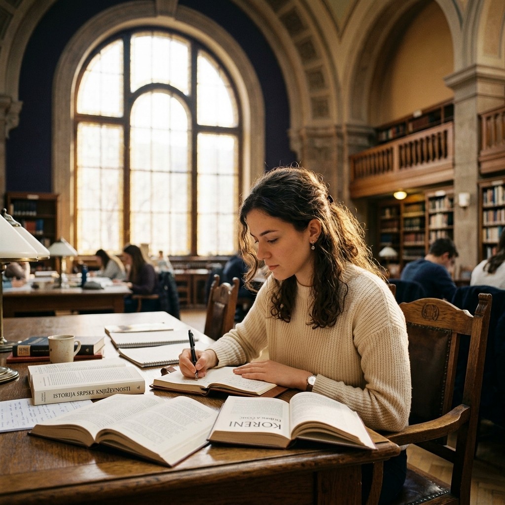 Scholarship student studying